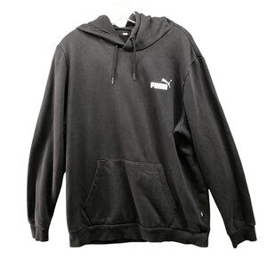 Puma Small‎ Logo Pullover Hoodie Mens L Black Essentials Cotton Blend Sweatshirt